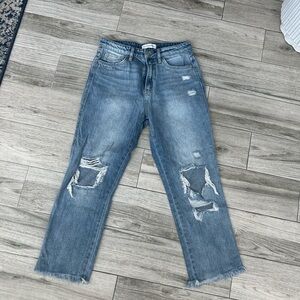Distressed Blue Jeans
